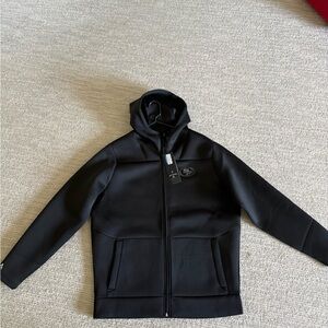 NFL Licensed SF 49ers Antigua Tonal Logo Full Zip Black Hooded Jacket